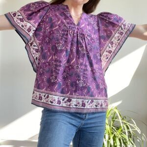 C&C California Boho Flutter Sleeve Top 100% Cotton M